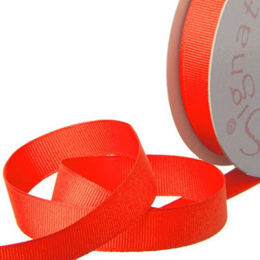 Grosgrain Ribbons - Ribbon Plain Grosgrain Neon Red Orange (15mmx20m)