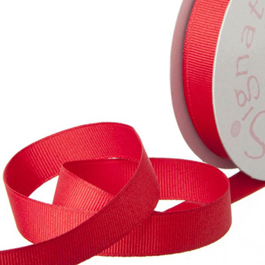Grosgrain Ribbons - Ribbon Plain Grosgrain Red (15mmx20m)