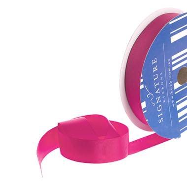Grosgrain Ribbons - Bulk Grosgrain Ribbon Plain Hot Pink (25mmx50m)
