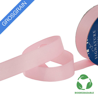 Biodegradable Ribbon - Ribbon Bio-Poly Blend Grosgrain Baby Pink (25mmx25m)