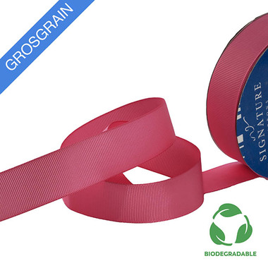 Biodegradable Ribbon - Ribbon Bio-Poly Blend Grosgrain Hot Pink (25mmx25m)