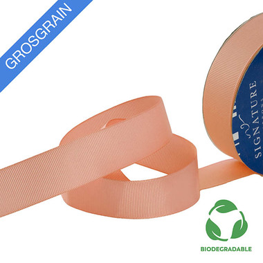Biodegradable Ribbon - Ribbon Bio-Poly Blend Grosgrain Peach (25mmx25m)