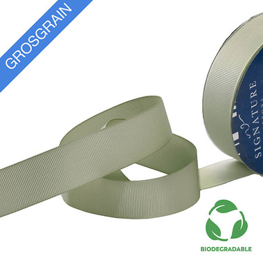 Biodegradable Ribbon - Ribbon Bio-Poly Blend Grosgrain Sage Green (25mmx25m)