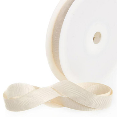 Herringbone Twill Ribbon - Ribbon Twill Herringbone Cream (15mmx20m)