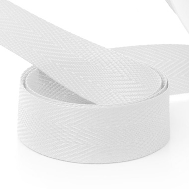 Ribbon Twill Herringbone White (15mmx20m)