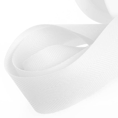 Ribbon Twill Herringbone White (25mmx20m)