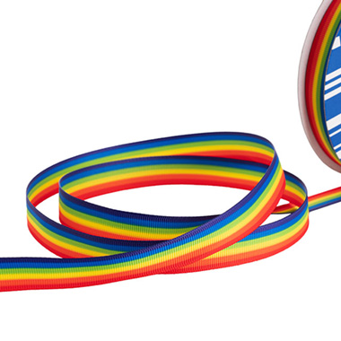 Grosgrain Ribbons - Grosgrain Stripe Rainbow Ribbon (15mmx25m)