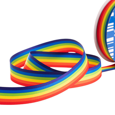 Grosgrain Ribbons - Grosgrain Stripe Rainbow Ribbon (25mmx25m)