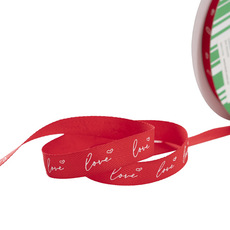Valentines Day Ribbons - Herringbone Twill Ribbon Love Red (15mmx20m)