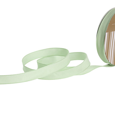  - Ribbon Taffeta Woven Edge Pale Green (15mmx20m)