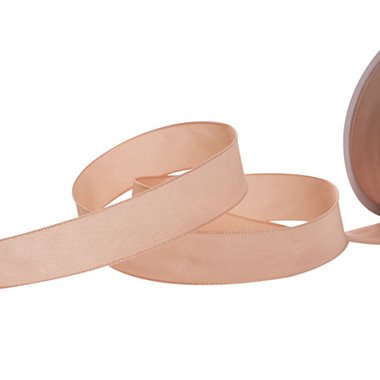 Taffeta Ribbon - Ribbon Taffeta Woven Edge Dusty Pink Peach (25mmx20m)