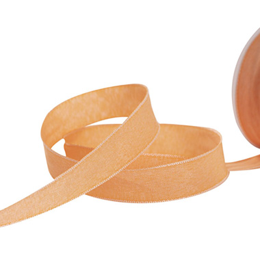 Taffeta Ribbon - Ribbon Taffeta Woven Edge Peach Apricot (25mmx20m)