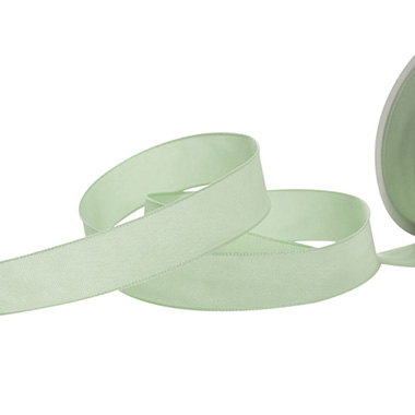 Taffeta Ribbon - Ribbon Taffeta Woven Edge Pale Green (25mmx20m)