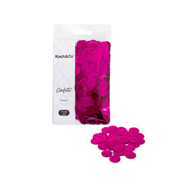 Confetti & Glitter - Confetti Round Shape 25g Bag (1.5cmD) Metallic Hot Pink