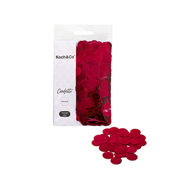 Confetti & Glitter - Confetti Round Shape 25g Bag (1.5cmD) Metallic Red