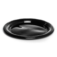 Party Tableware - Deluxe Plastic Round Dinner Plate Black (23cmD) Pack 25