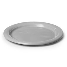 Party Tableware - Deluxe Plastic Round Dinner Plate Silver (23cmD) Pack 25