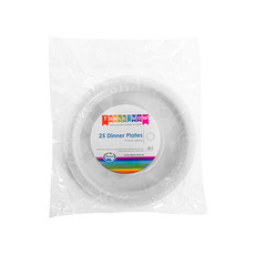 Deluxe Plastic Round Dinner Plate White (23cmD) Pack 25