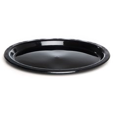 Party Tableware - Deluxe Plastic OVAL Dinner Plate Black (32x25cm) Pack 25