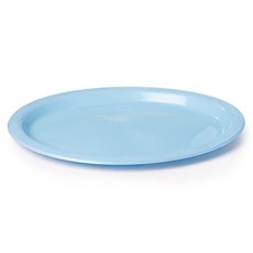 Party Tableware - Deluxe Plastic OVAL Dinner Plate Soft Blue (32x25cm) Pack 25