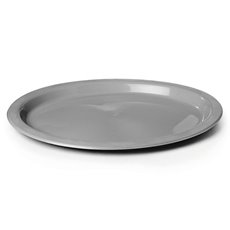 Party Tableware - Deluxe Plastic OVAL Dinner Plate Silver (32x25cm) Pack 25