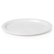 Party Tableware - Deluxe Plastic OVAL Dinner Plate White (32x25cm) Pack 25