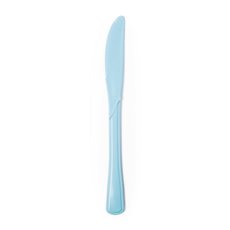 Party Tableware - Deluxe Plastic Knife Soft Blue (19cm) Pack 25
