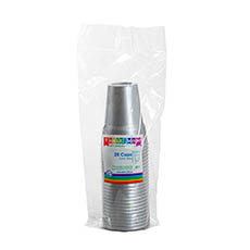 Deluxe Plastic Cup Silver (285ml) Pack 25