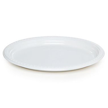 Party Tableware - Party Value Pack Plastic Plate OVAL White (29x23cm) Pack 50