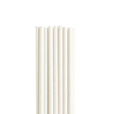 Paper Straws - Paper Straws Plain White (20cmH 6mmDia) Pack 50