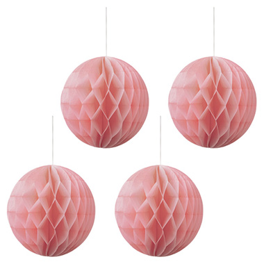 Hanging Honeycomb Ball Pack 4 Soft Pink (25cmD)