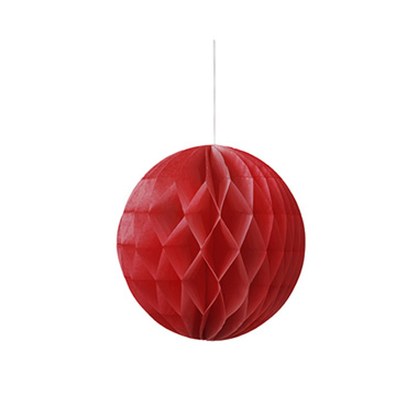 Party Decorations - Hanging Honeycomb Ball Pack 4 Red (25cmD)