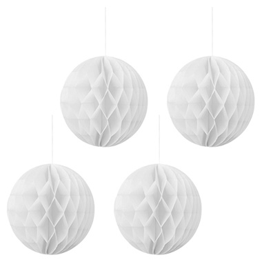 Hanging Honeycomb Ball Pack 4 White (25cmD)