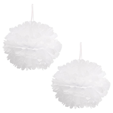 Party & Balloons - Party Decorations - Hanging Tissue Pom Pom Pack 2 White (50cmD)
