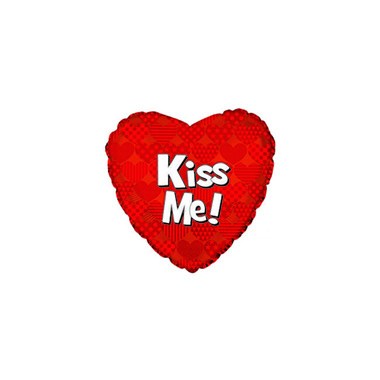 Foil Balloon 9 (22.5cm Dia) Heart Heart Kiss Me