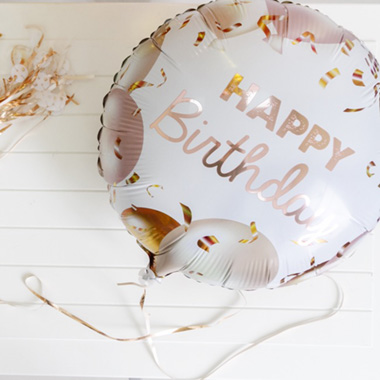 Foil Balloon 18 (45cmD) Pack5 Round Happy Birthday Rose G