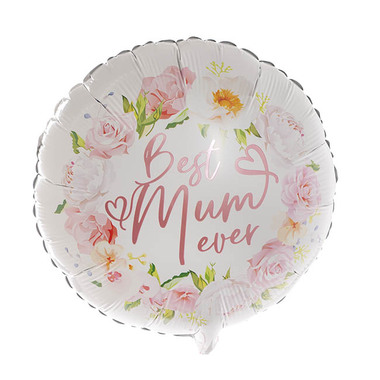 Foil Balloons - Foil Balloon 18 (45cmD) Pack 5 Best Mum Ever White