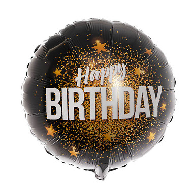 Foil Balloons - Foil Balloon 18 (45cmD) Pack5 Happy Birthday Confetti Black