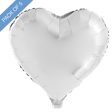Foil Balloons - Foil Balloon 18 Pack 5 Heart Shape Pearl White (45cmx51cm)