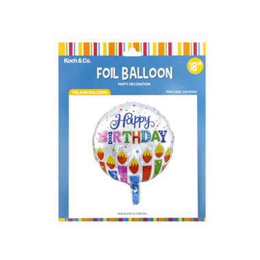 Foil Balloon 18 (45cmD) Pack5 Round Happy Birthday Candles