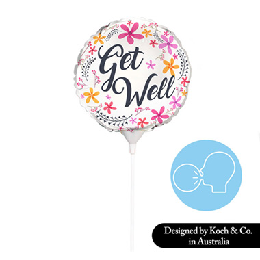 Foil Balloons - Foil Balloon 9 (22.5cmD) Air Fill Round Frangipani Get Well