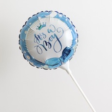 Foil Balloon 9 (22.5cmD) Air FIll Round Ribbon Its a Boy