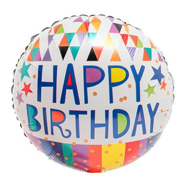 Foil Balloons - Foil Balloon 18 (45cmD) Happy Birthday Stars