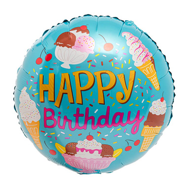 Foil Balloons - Foil Balloon 18 (45cmD) Happy Birthday Ice Cream
