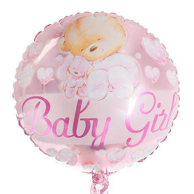 Foil Balloons - Foil Balloon 18 (45cmD) Baby Girl Teddy Bear Pink
