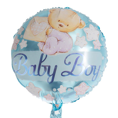 Foil Balloons - Foil Balloon 18 (45cmD) Baby Boy Teddy Bear Blue