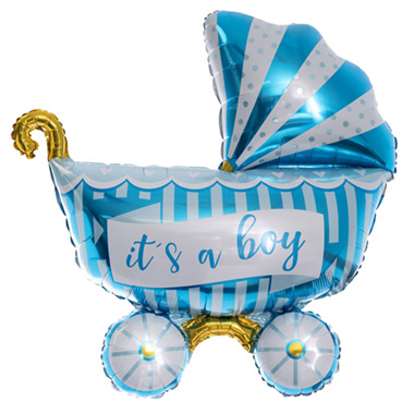 Foil Balloons - Foil Balloon Its a Boy Baby Pram (94cmx81cmH) Blue
