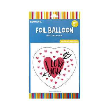 Foil Balloon 9 (22.5cmD) Pack 10 I Love You Arrow White