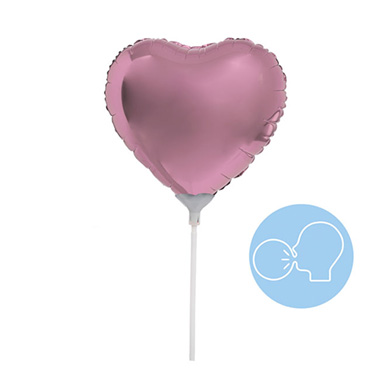 Foil Balloon 9 (22.5cmD) Pack 10 Love Heart Dusty Pink