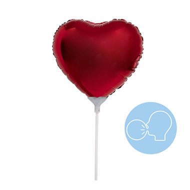 Foil Balloon 9 (22.5cmD) Pack 10 Love Heart Red